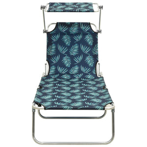 vidaXL Patio Lounge Chair Folding Sunlounger Porch Sunbed with Canopy Aluminum-41