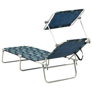 vidaXL Patio Lounge Chair Folding Sunlounger Porch Sunbed with Canopy Aluminum-47