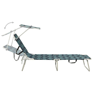 vidaXL Patio Lounge Chair Folding Sunlounger Porch Sunbed with Canopy Aluminum-53