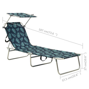vidaXL Patio Lounge Chair Folding Sunlounger Porch Sunbed with Canopy Aluminum-52
