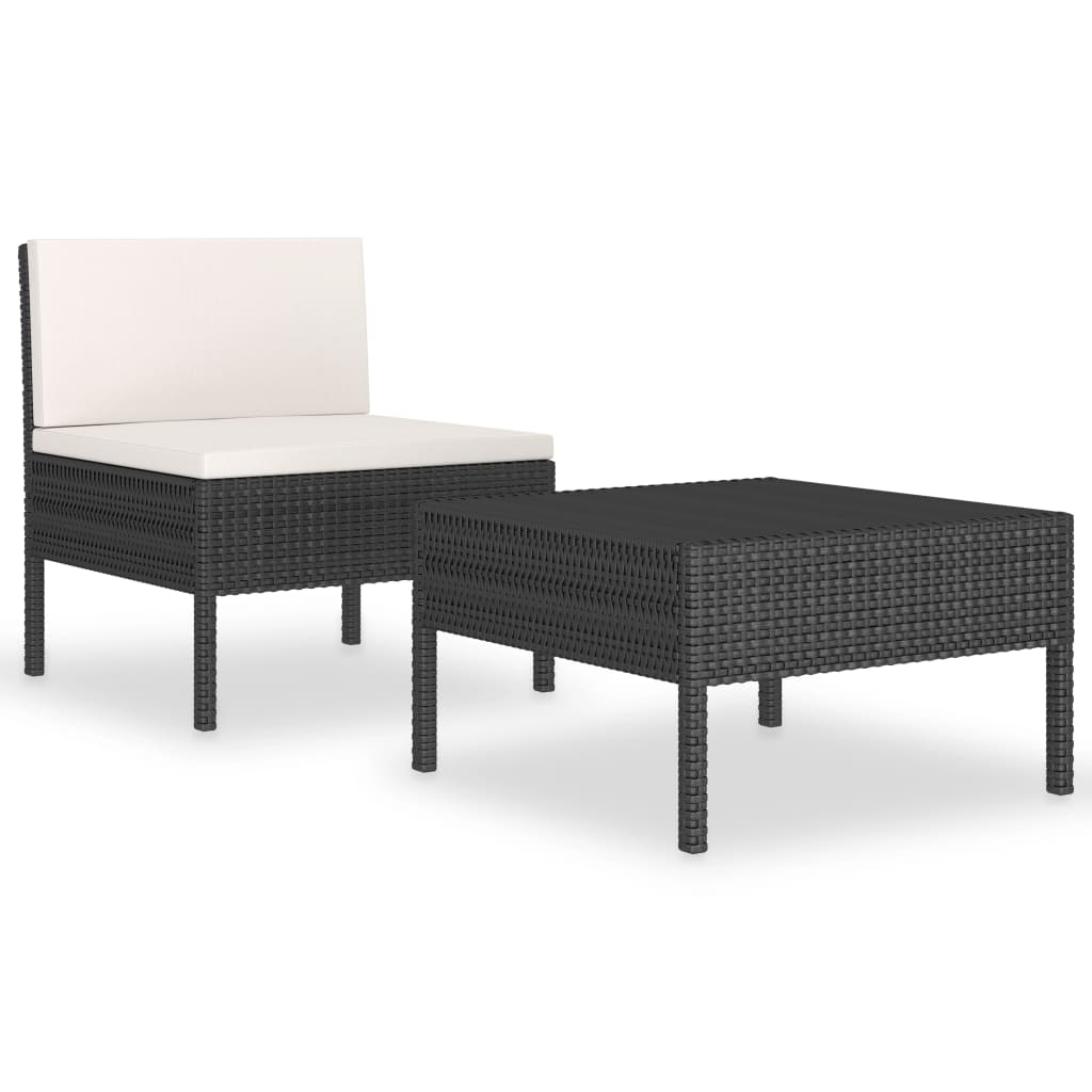 vidaXL Patio Furniture Set 2 Piece Patio Sectional Sofa with Table Poly Rattan-10