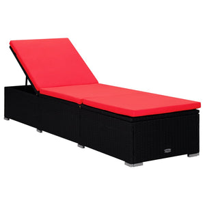 vidaXL Patio Lounge Chair Sunlounger Sunbed with Cushion Table Poly Rattan-8