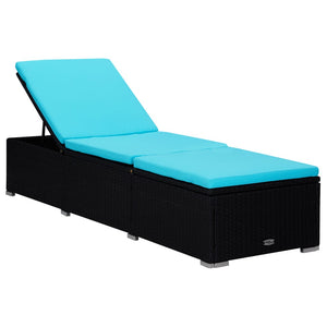 vidaXL Patio Lounge Chair Sunlounger Sunbed with Cushion Table Poly Rattan-20
