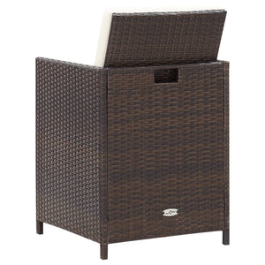 vidaXL Patio Chairs with Cushions 2 pcs Poly Rattan Brown-4