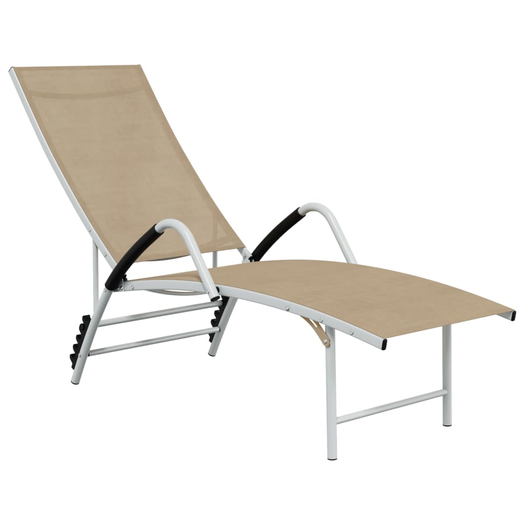 vidaXL Patio Lounge Chair Outdoor Sunbed Sunlounger Textilene and Aluminum-0