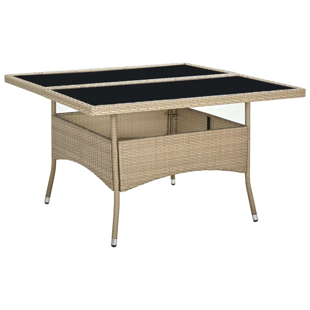 vidaXL Patio Outdoor Dining Table with Storage Solid Acacia Wood PE Rattan-3