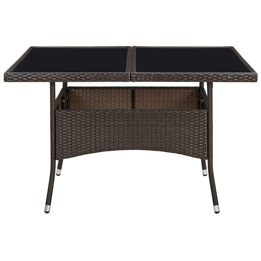 vidaXL Patio Outdoor Dining Table with Storage Solid Acacia Wood PE Rattan-11
