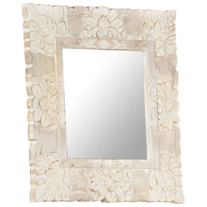 vidaXL Decorative Mirror Wall Bathroom Mirror Solid Mango Wood Hand Carved-9