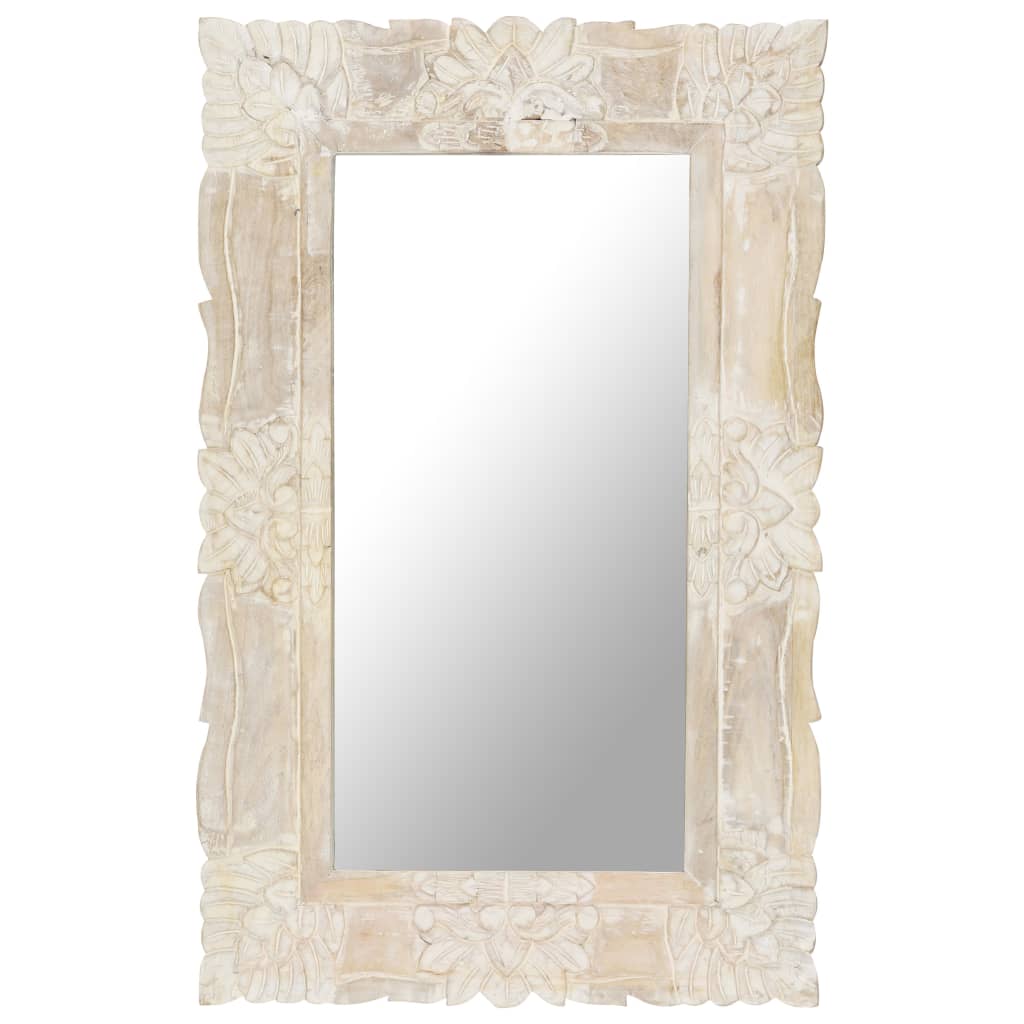 vidaXL Decorative Mirror Wall Bathroom Mirror Solid Mango Wood Hand Carved-18