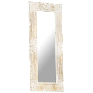 vidaXL Decorative Mirror Wall Bathroom Mirror Solid Mango Wood Hand Carved-34