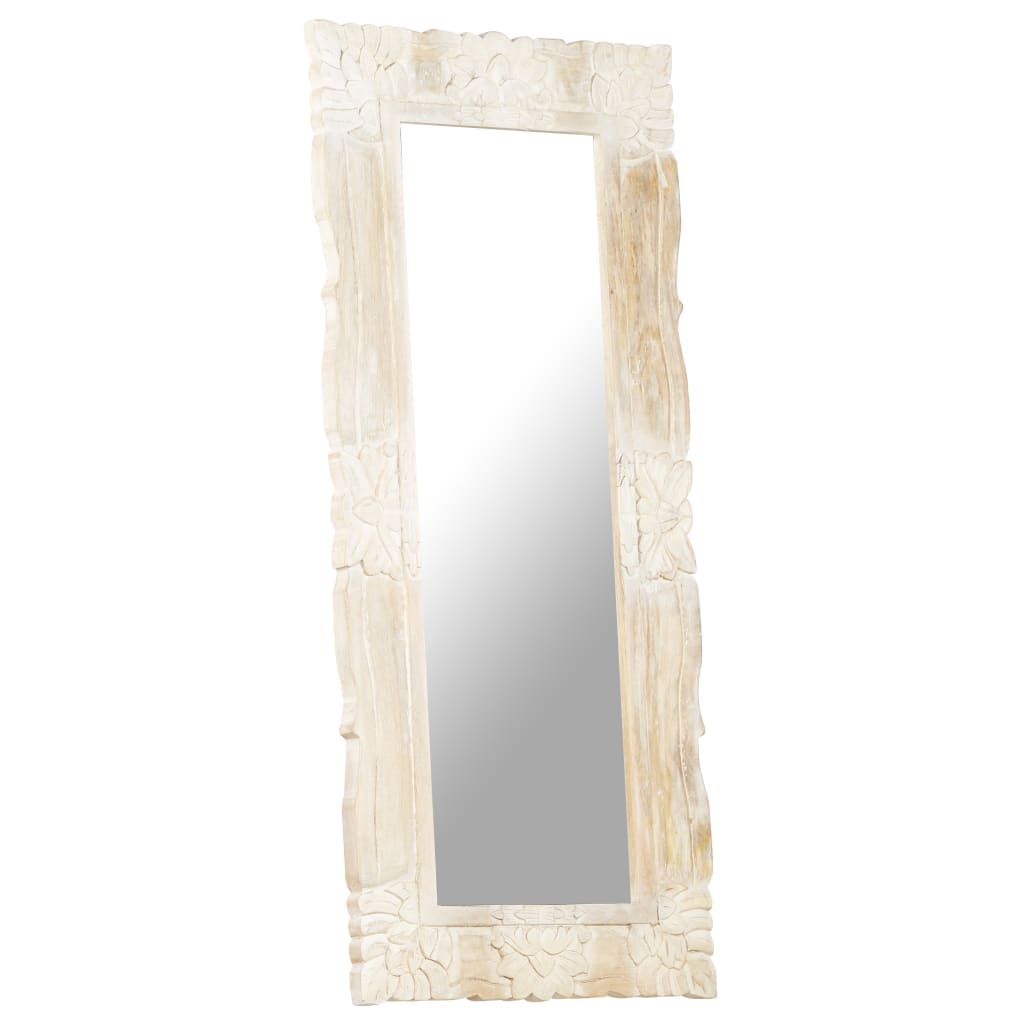 vidaXL Decorative Mirror Wall Bathroom Mirror Solid Mango Wood Hand Carved-24