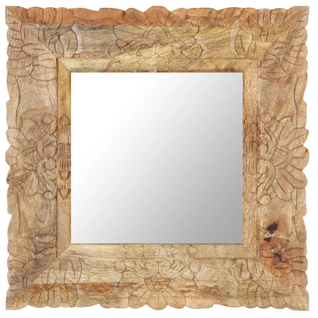 vidaXL Decorative Mirror Wall Bathroom Mirror Solid Mango Wood Hand Carved-42