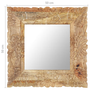 vidaXL Decorative Mirror Wall Bathroom Mirror Solid Mango Wood Hand Carved-6