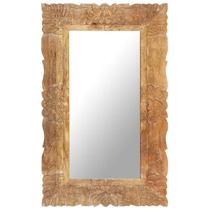 vidaXL Decorative Mirror Wall Bathroom Mirror Solid Mango Wood Hand Carved-13