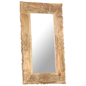 vidaXL Decorative Mirror Wall Bathroom Mirror Solid Mango Wood Hand Carved-17