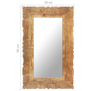 vidaXL Decorative Mirror Wall Bathroom Mirror Solid Mango Wood Hand Carved-23