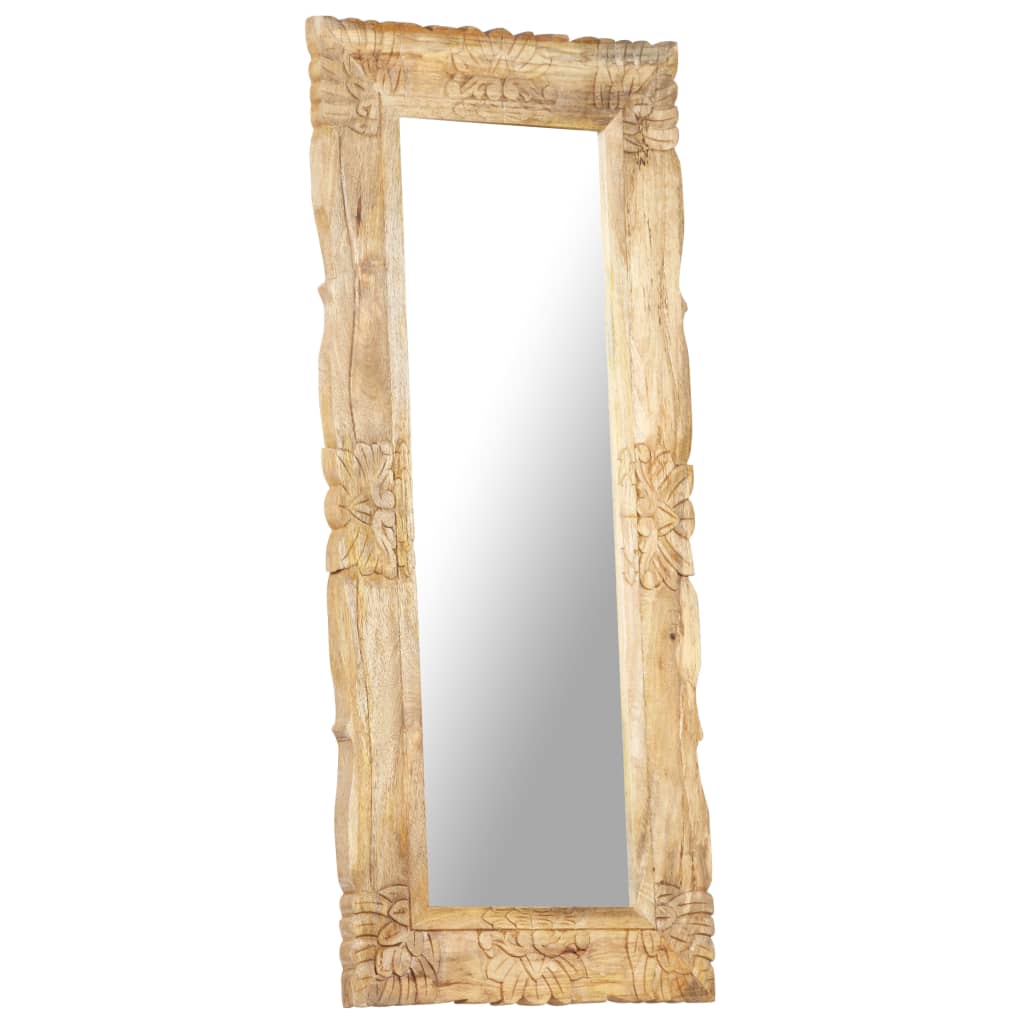 vidaXL Decorative Mirror Wall Bathroom Mirror Solid Mango Wood Hand Carved-29