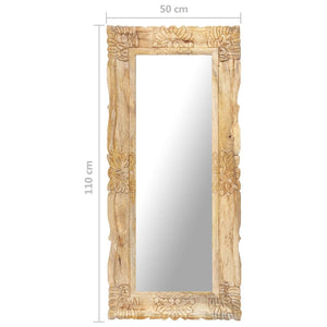 vidaXL Decorative Mirror Wall Bathroom Mirror Solid Mango Wood Hand Carved-39