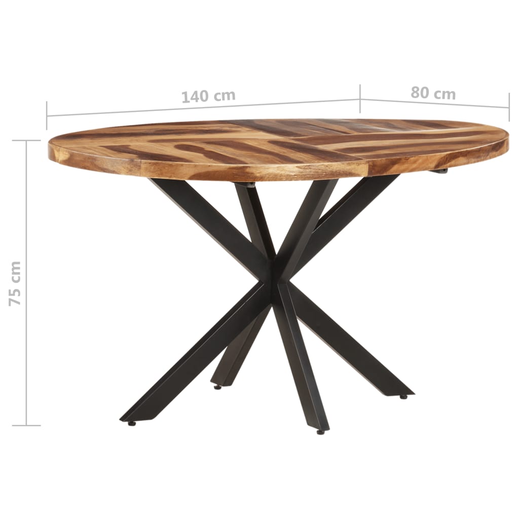 vidaXL Dining Table 55.1"x31.5"x29.5" Solid Acacia Wood with Sheesham Finish-5