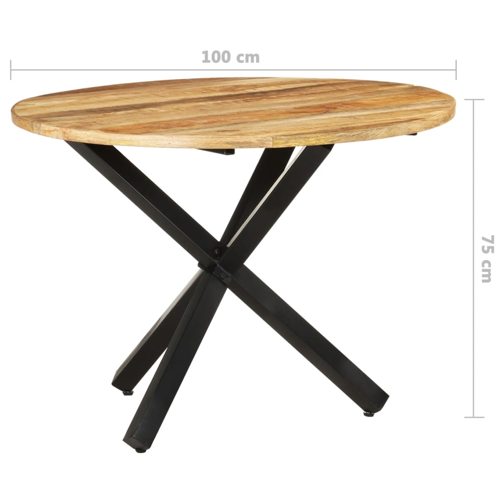 vidaXL Dining Table Round 39.4"x39.4"x29.5" Rough Mango Wood-0