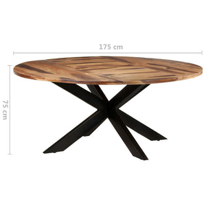 vidaXL Dining Table Round 68.9"x29.5" Acacia Wood with Honey Finish-7