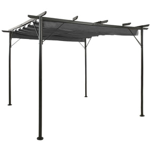 vidaXL Pergola Outdoor Pergola with Retractable Roof for Patio Deck Steel-16