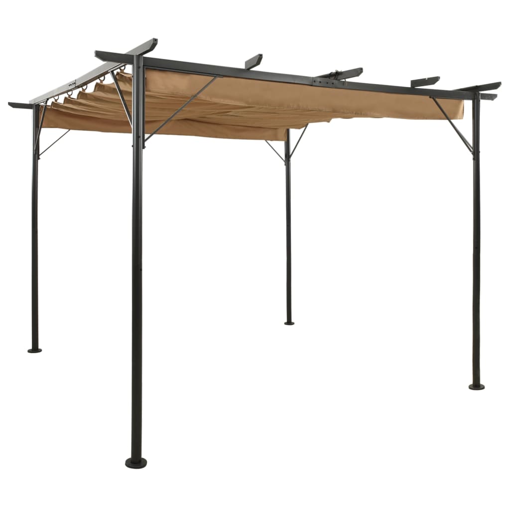 vidaXL Pergola Outdoor Pergola with Retractable Roof for Patio Deck Steel-9