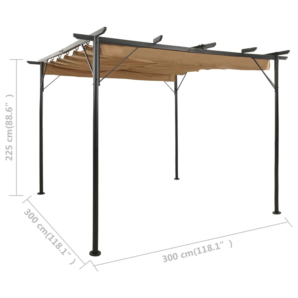 vidaXL Pergola Outdoor Pergola with Retractable Roof for Patio Deck Steel-19