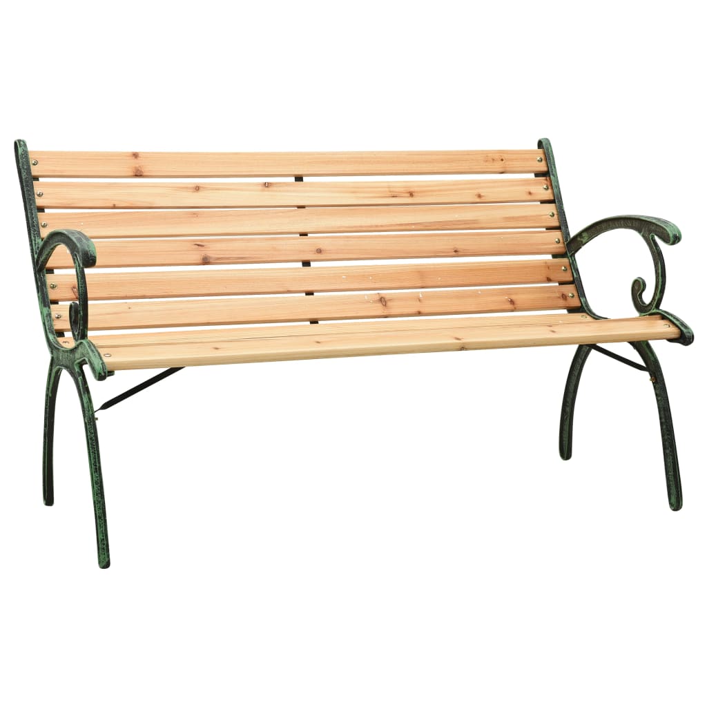 vidaXL Patio Bench 48.4" Cast Iron and Solid Firwood-0