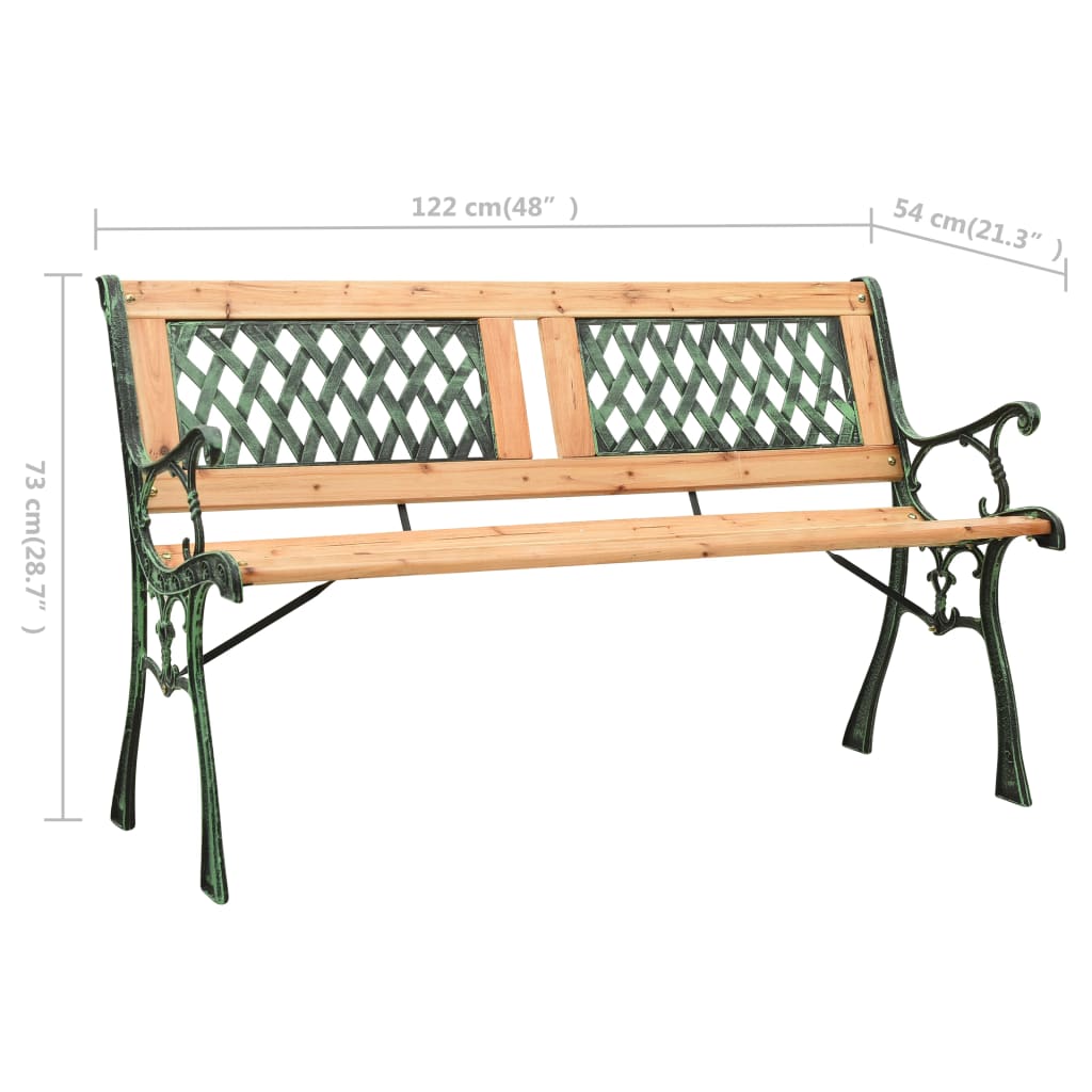 vidaXL Patio Bench 48" Cast Iron and Solid Firwood-5