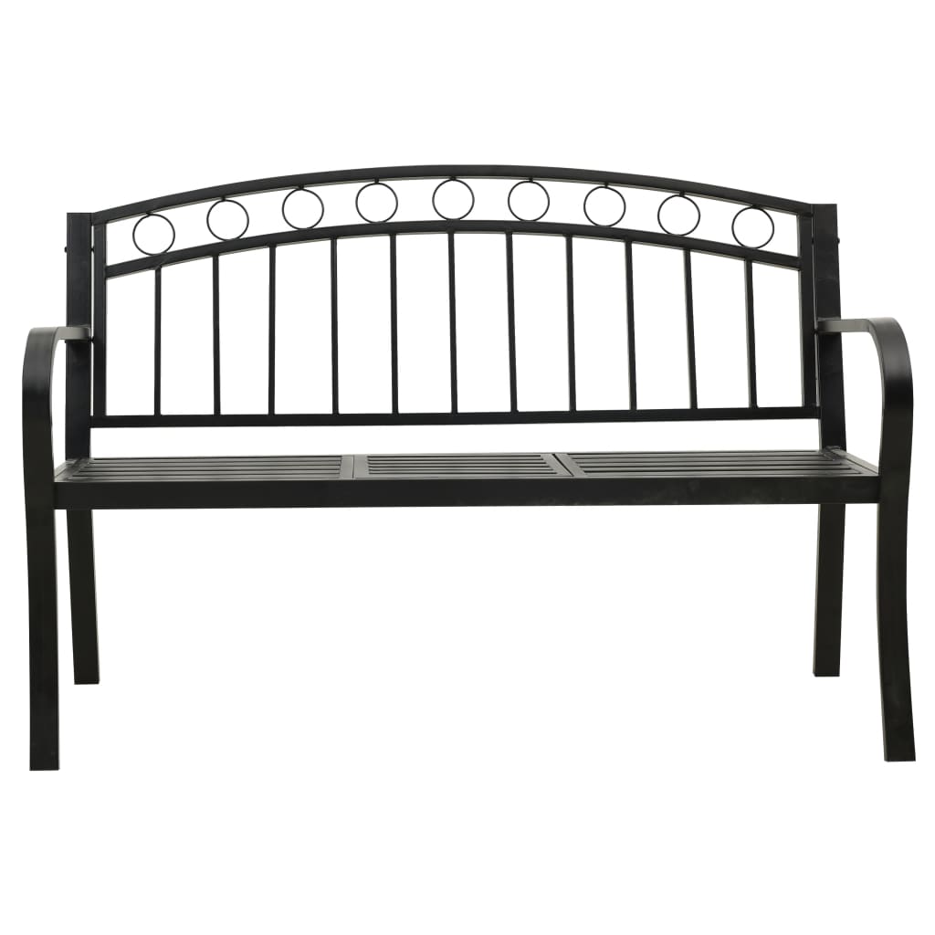vidaXL Patio Bench with a Table 49.2" Steel Black-2