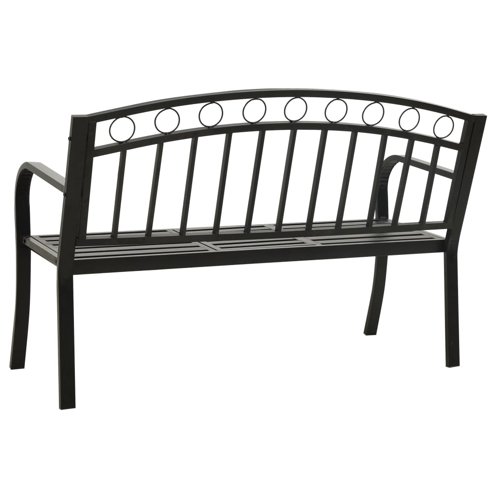 vidaXL Patio Bench with a Table 49.2" Steel Black-4