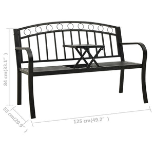 vidaXL Patio Bench with a Table 49.2" Steel Black-6