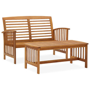 vidaXL Patio Furniture Set 2 Piece Bench Seat with Table Solid Wood Acacia-0