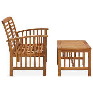 vidaXL Patio Furniture Set 2 Piece Bench Seat with Table Solid Wood Acacia-3