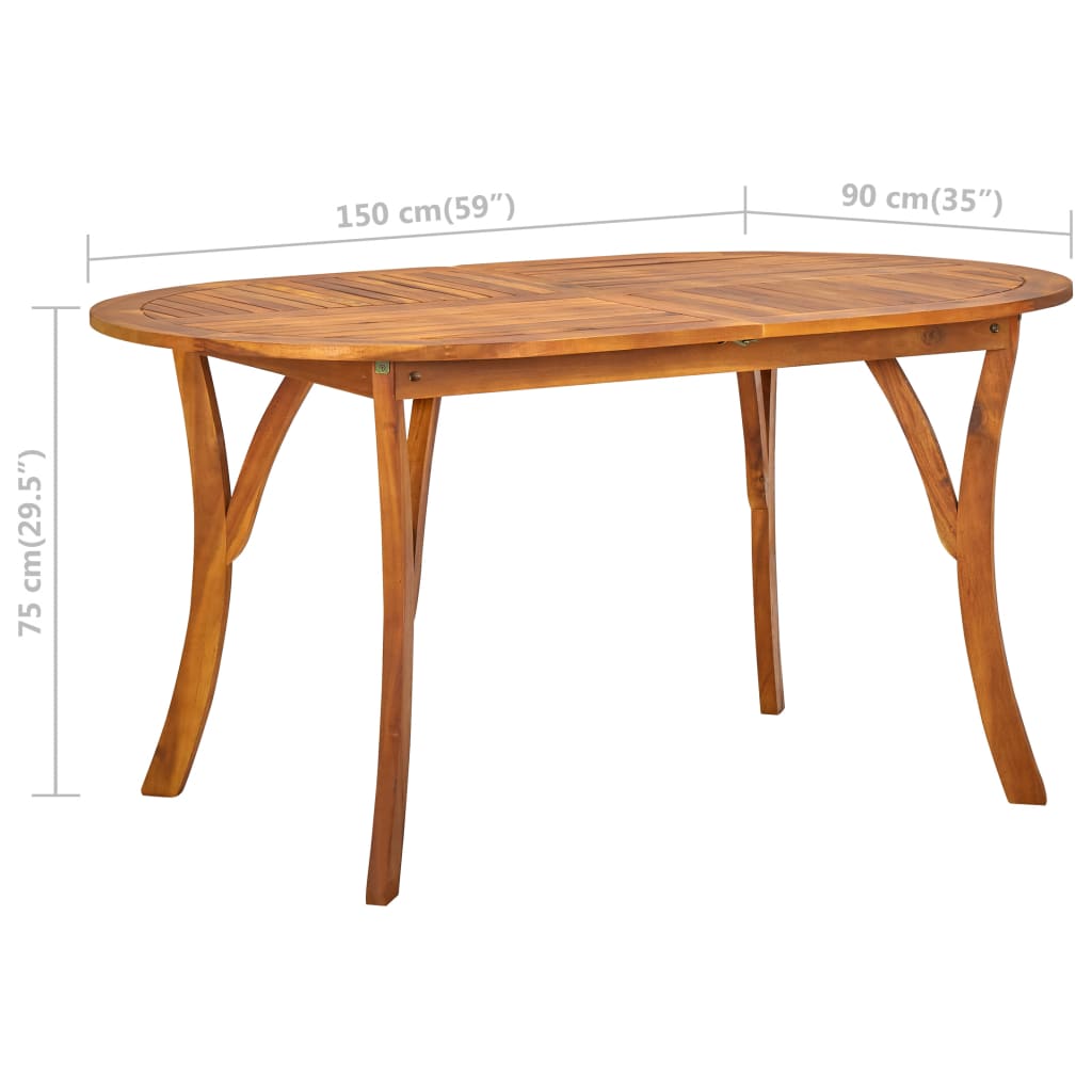vidaXL Patio Table 59.1"x35.4"x29.5" Solid Acacia Wood-0