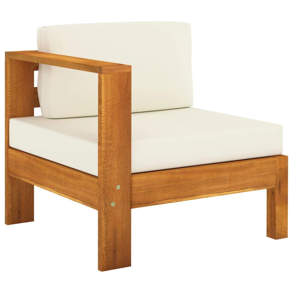 vidaXL Middle Sofa with 1 Armrest Cream White Solid Acacia Wood-0