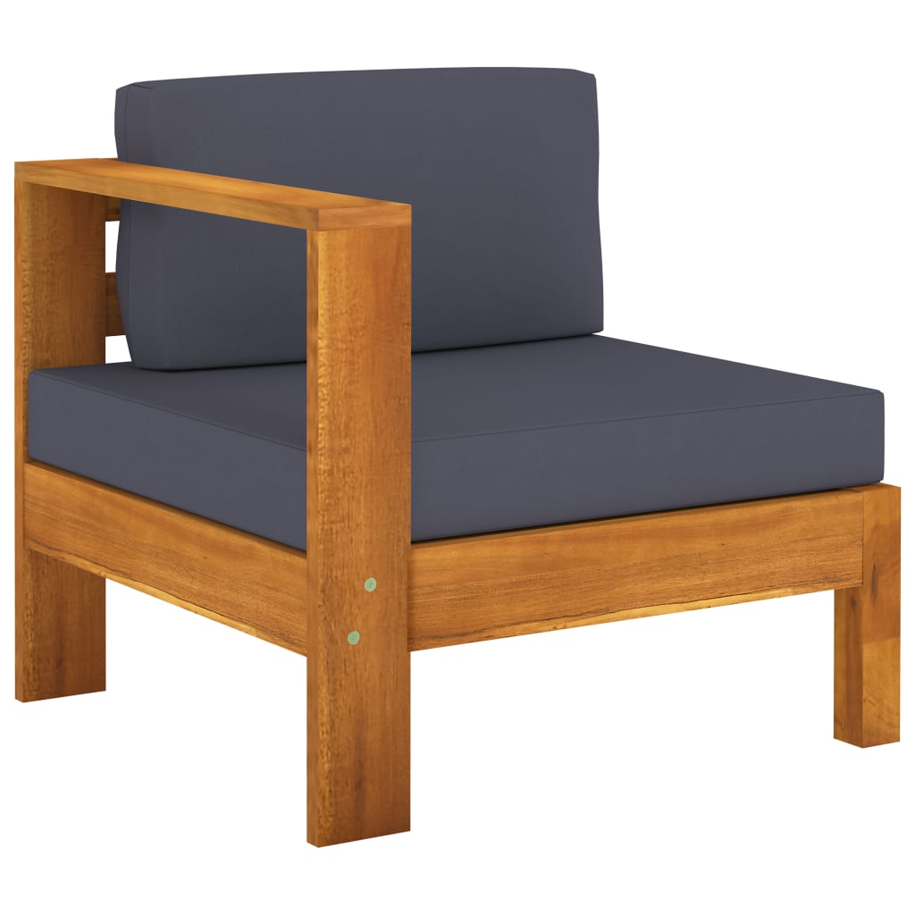 vidaXL Middle Sofa with 1 Armrest Dark Gray Solid Acacia Wood-0