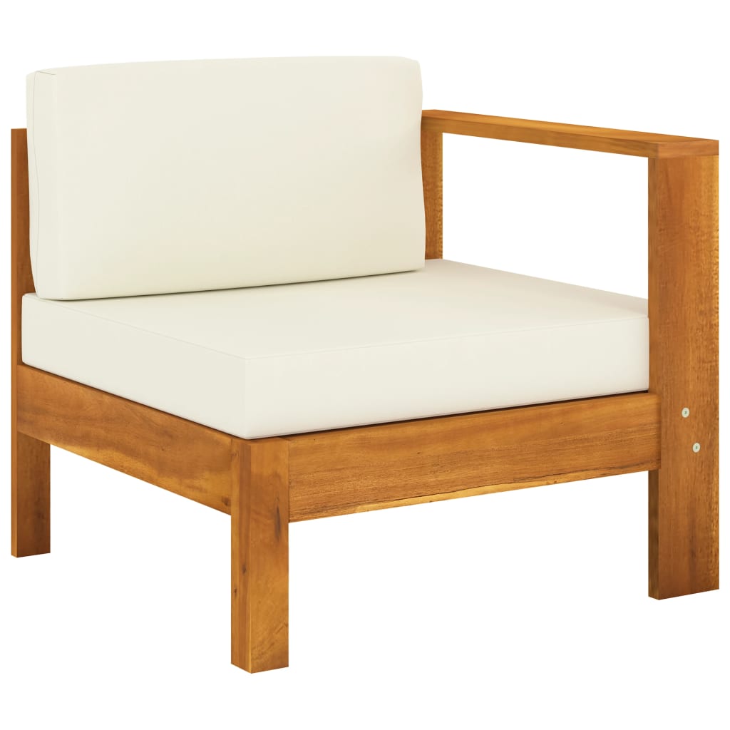 vidaXL Middle Sofa with 1 Armrest Cream White Solid Acacia Wood-0