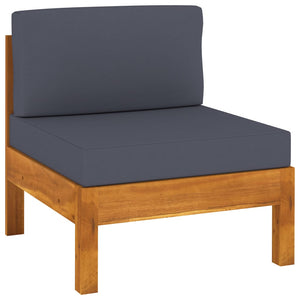 vidaXL Middle Sofa with Dark Gray Cushions Solid Acacia Wood-0