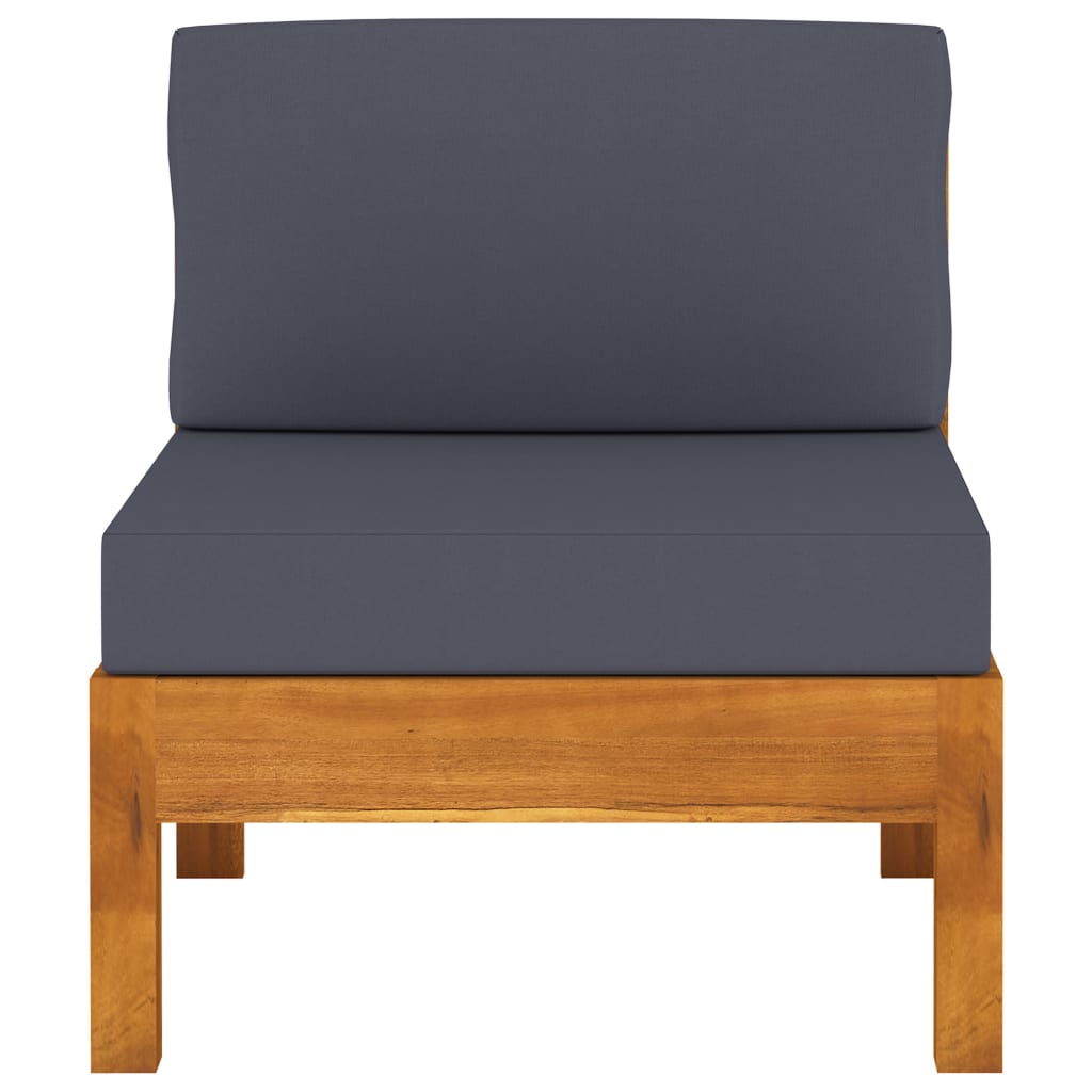 vidaXL Middle Sofa with Dark Gray Cushions Solid Acacia Wood-1