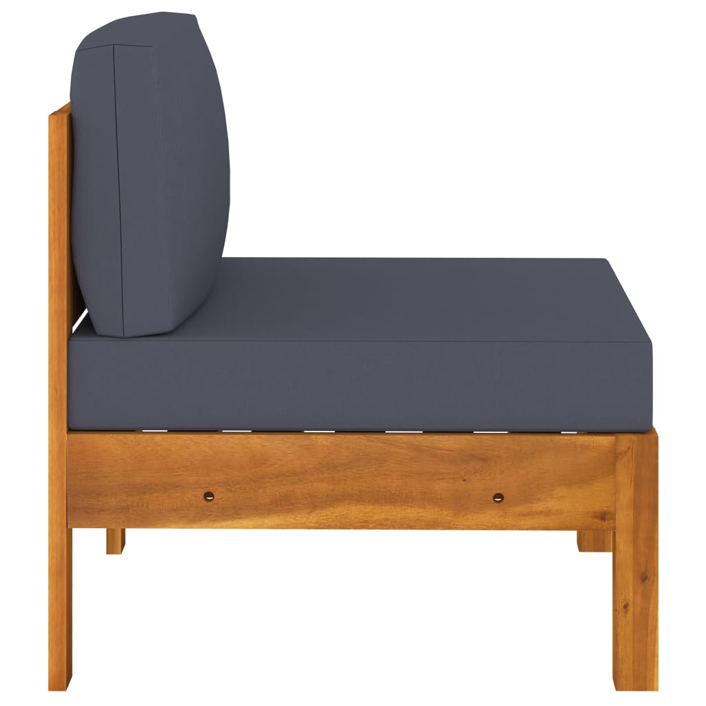 vidaXL Middle Sofa with Dark Gray Cushions Solid Acacia Wood-2