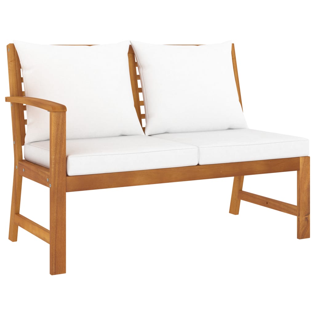 vidaXL Patio Bench 45.1" with Cream Cushion Solid Acacia Wood-0