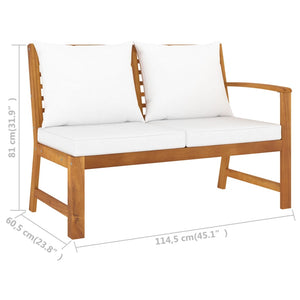vidaXL Patio Bench 45.1" with Cream Cushion Solid Acacia Wood-5