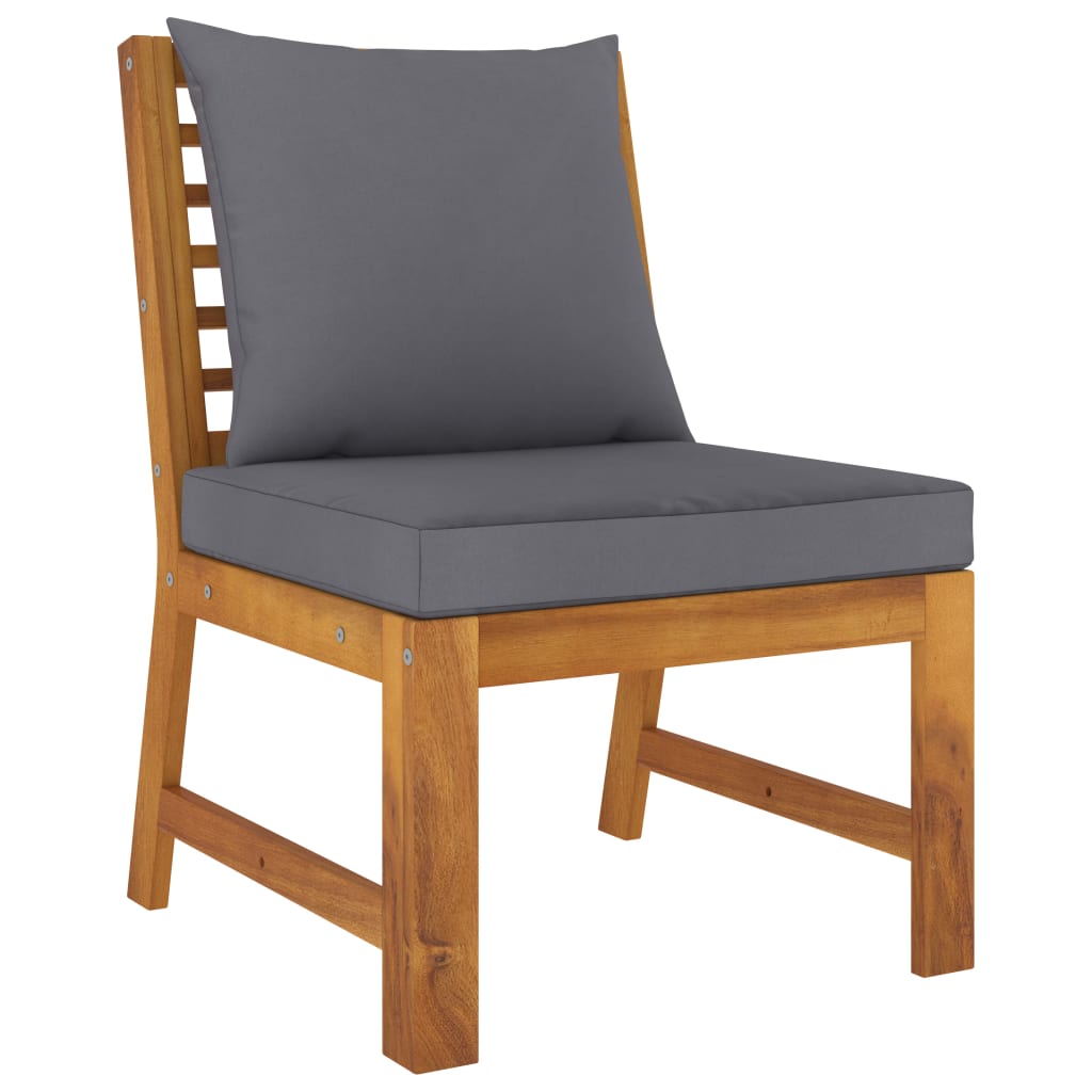 vidaXL Sectional Middle Sofa with Dark Gray Cushion Solid Acacia Wood-0