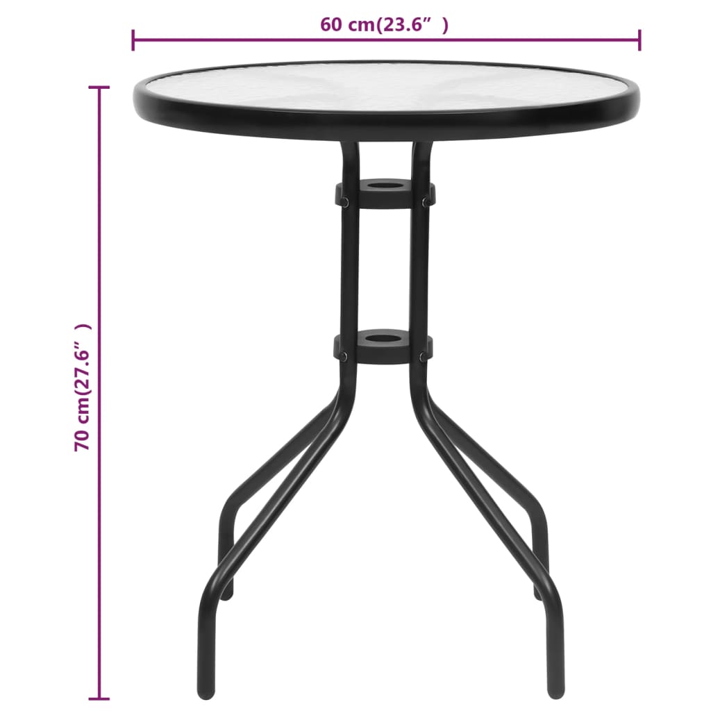 vidaXL Patio Table Black Ø23.6"x27.6" Steel-0