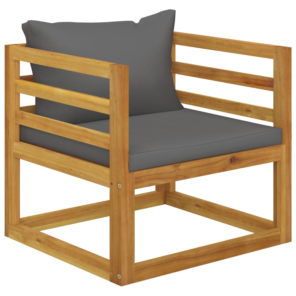 vidaXL Patio Chair with Dark Gray Cushions Solid Acacia Wood-0