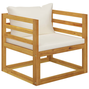vidaXL Patio Chair with Cream Cushions Solid Acacia Wood-0