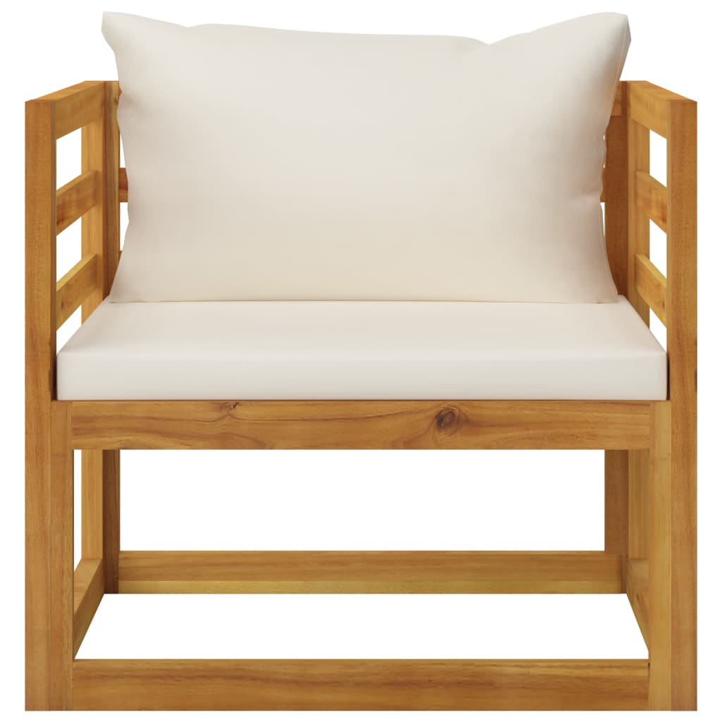 vidaXL Patio Chair with Cream Cushions Solid Acacia Wood-1