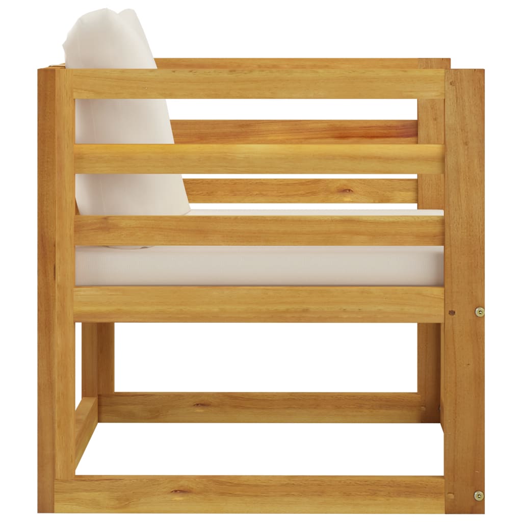 vidaXL Patio Chair with Cream Cushions Solid Acacia Wood-2